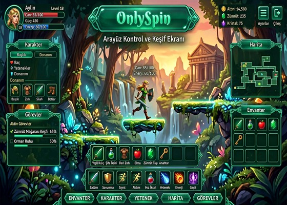 OnlySpin Platform – Oyun Arayüzü Görünümü